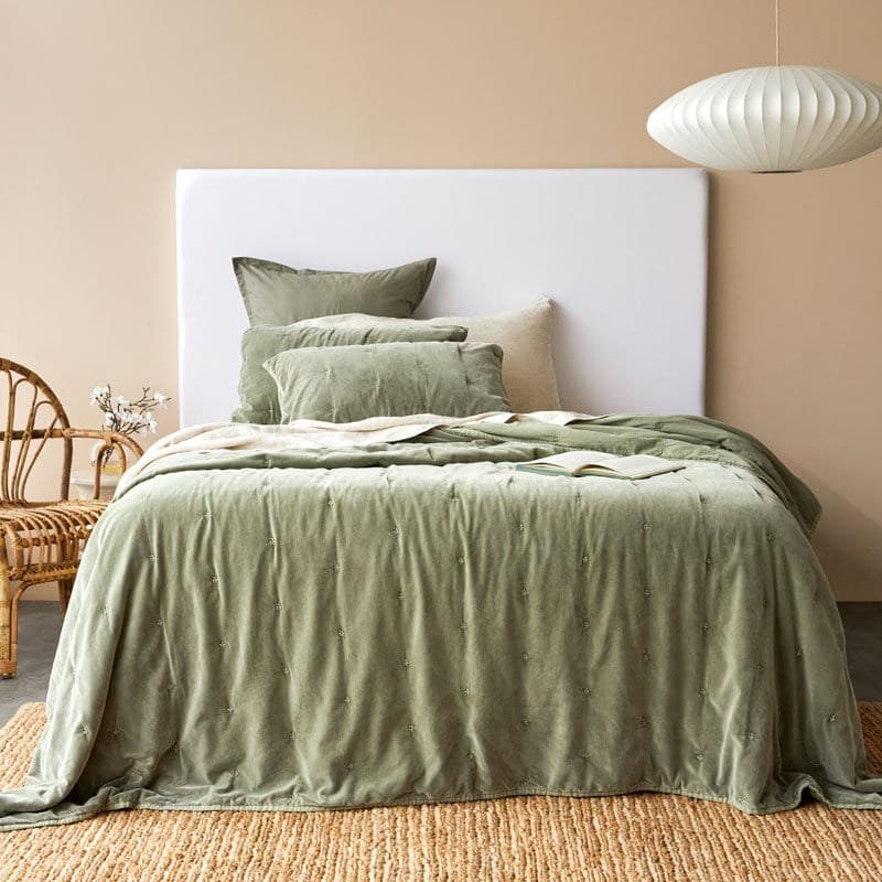 Venus Cotton Velvet Quilted Coverlet. From $NZD359.00. Available at George Street Linen