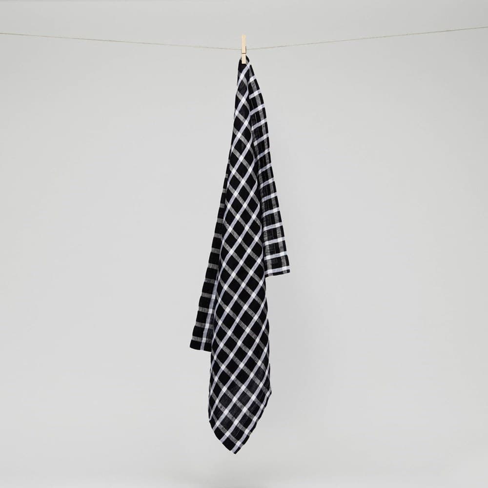 Pure Linen Grid Tea Towel. From $NZD29.99. Available at George Street Linen