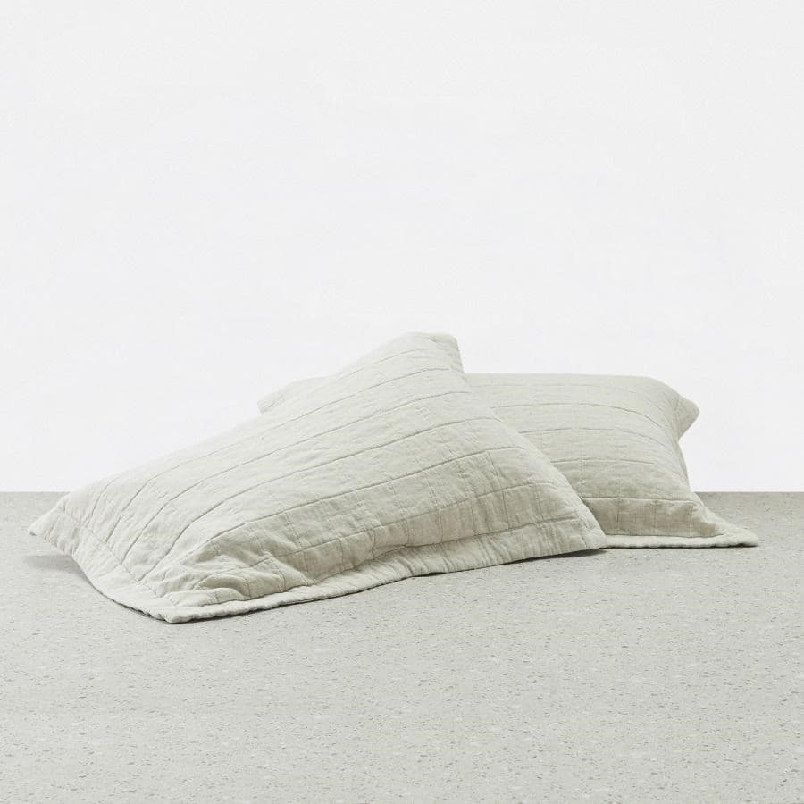 Pure Linen Quilted Pillowcase. From $AUD149.00. Available at George Street Linen