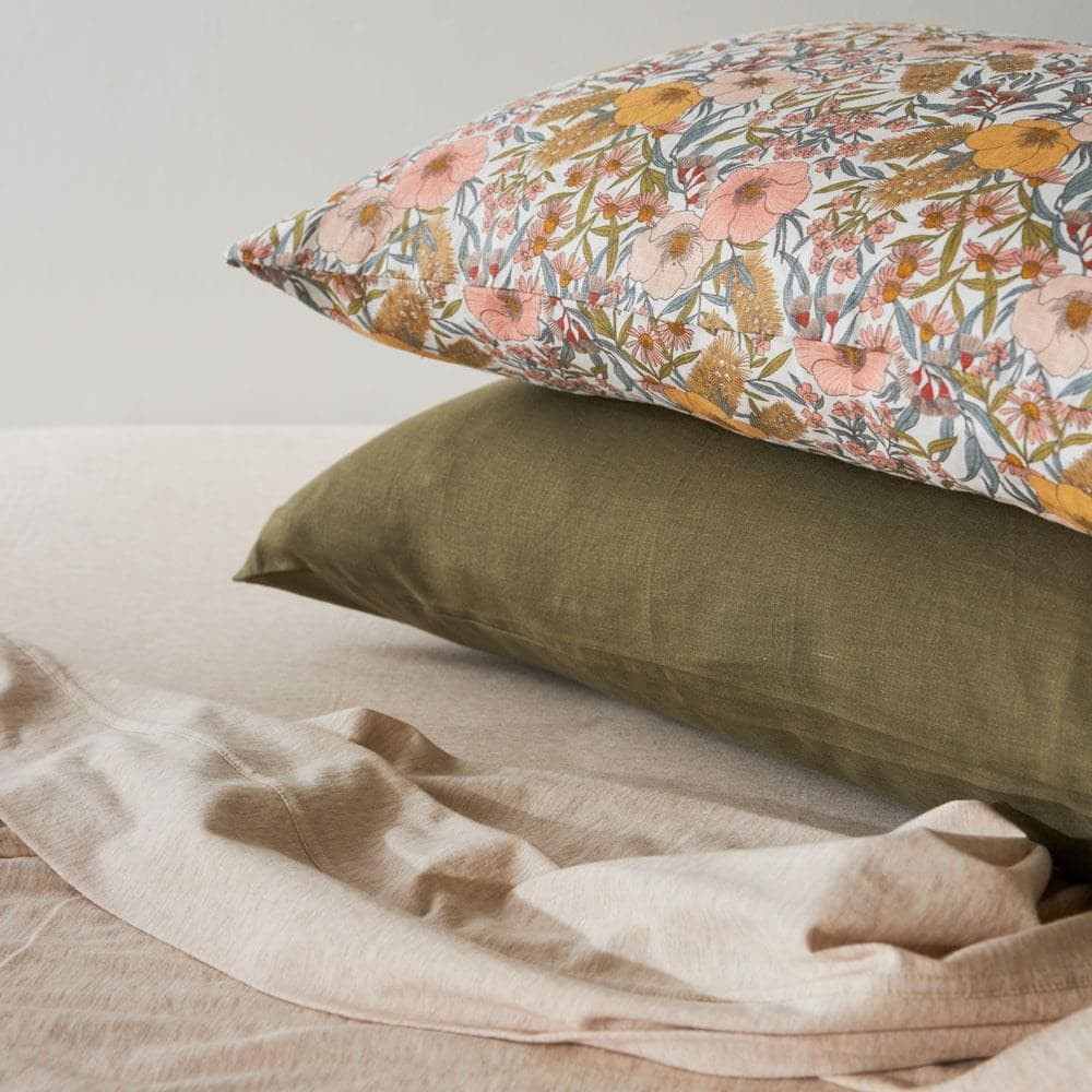 Pure Linen Printed Pillowcase. From $NZD119.95. Available at George Street Linen