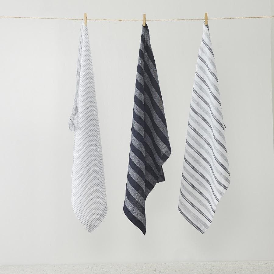 Pure Linen Stripe Tea Towel. From $NZD89.00. Available at George Street Linen