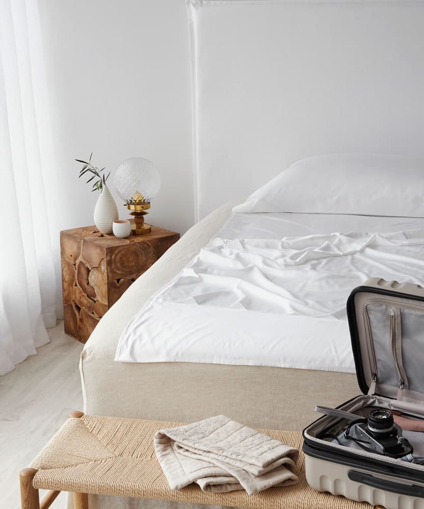 Bamboo Cotton Travel Bed Sheet. From $NZD99.00. Available at George Street Linen