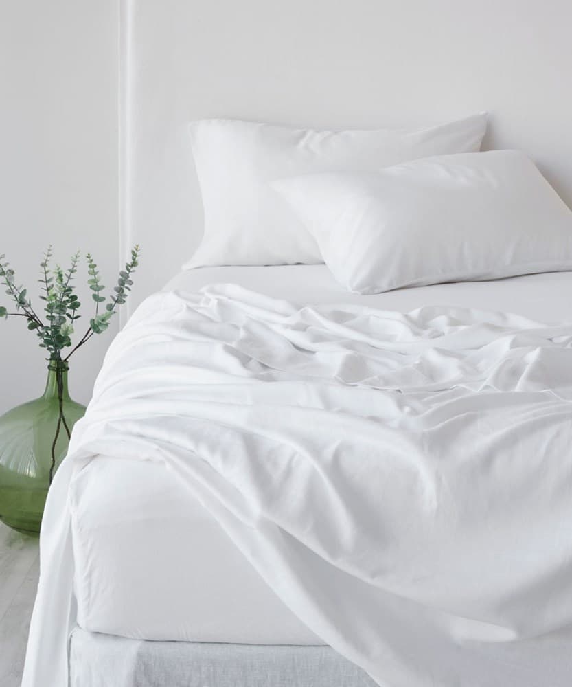 Bamboo Linen Fitted Sheet. From $NZD129.95. Available at George Street Linen