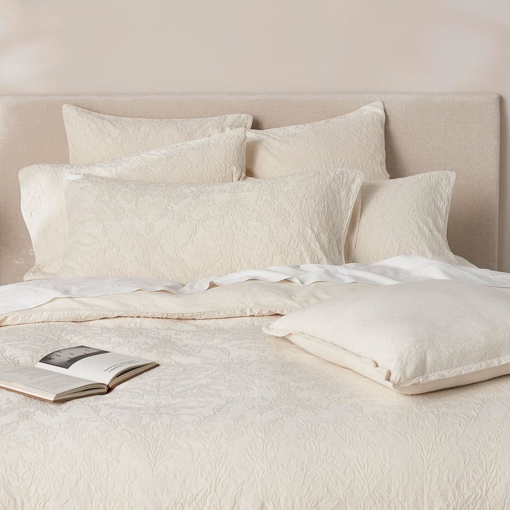 Isabella Cotton Damask Pillowcase. From $NZD69.95. Available at George Street Linen