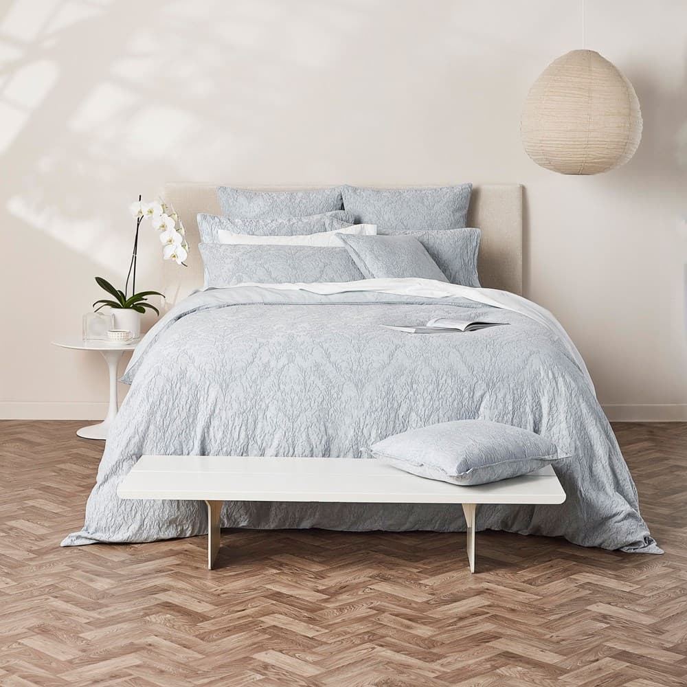 Isabella Cotton Damask Duvet Cover. From $NZD189.95. Available at George Street Linen