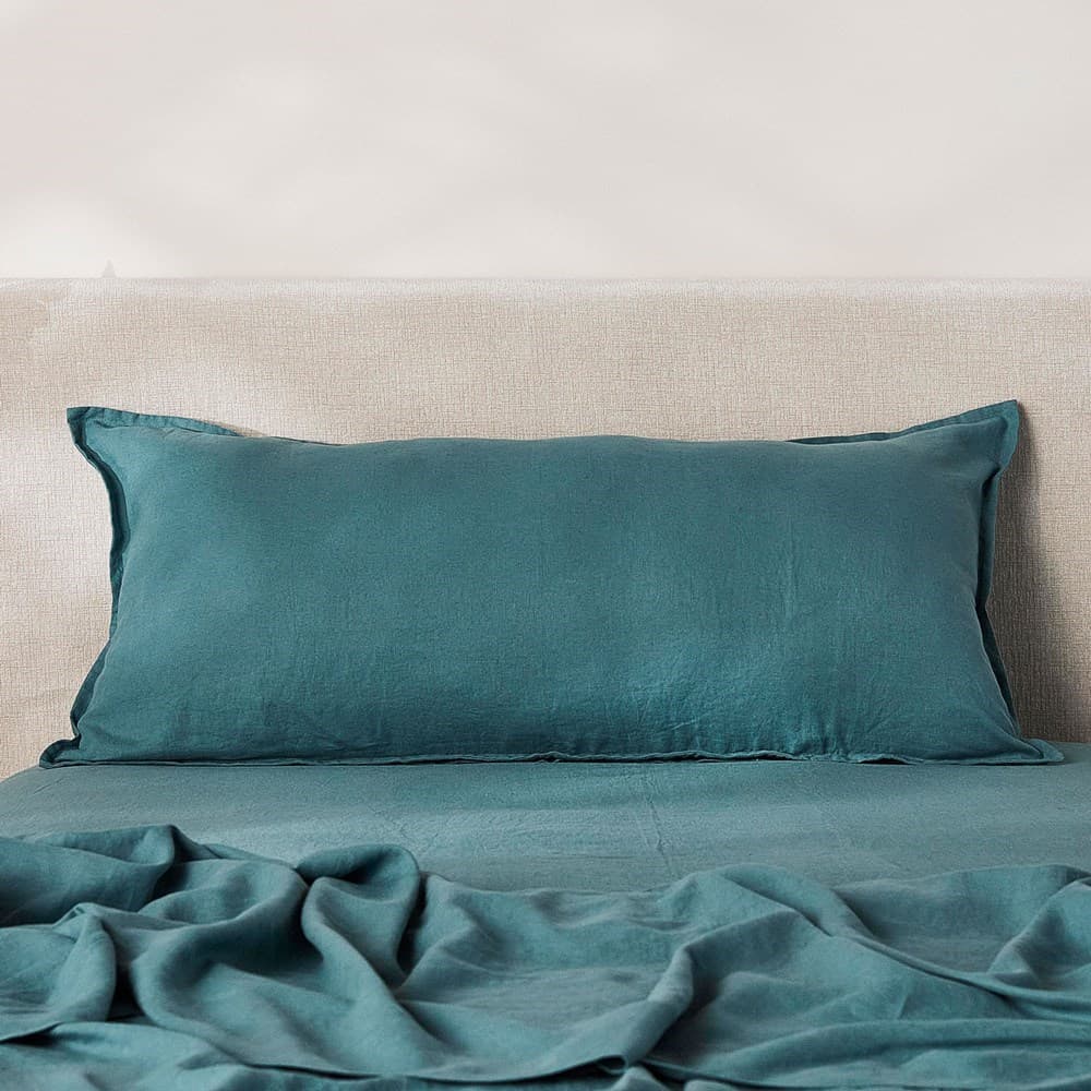 Pure Linen Bolster Pillow Cover. From $NZD159.95. Available at George Street Linen