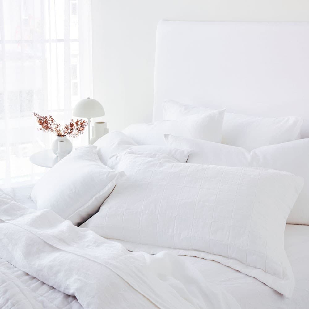 Pure Linen Quilted Pillowcase. From $AUD149.00. Available at George Street Linen