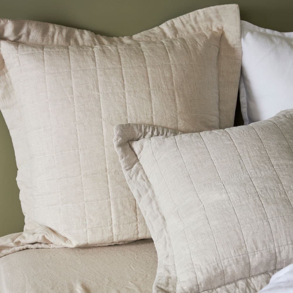 Pure Linen Quilted European Pillowcase. From $NZD99.00. Available at George Street Linen