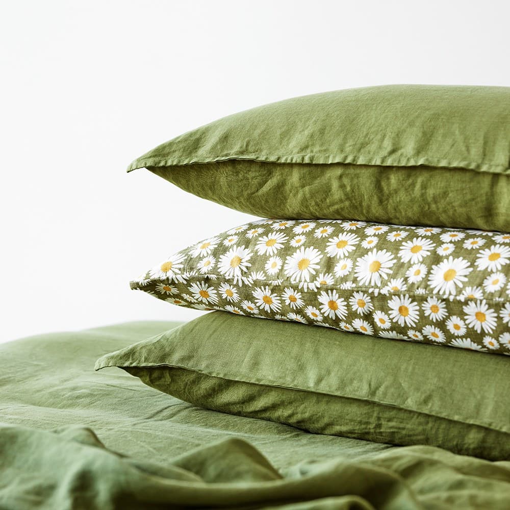 Pure Linen Printed Pillowcase. From $NZD119.95. Available at George Street Linen