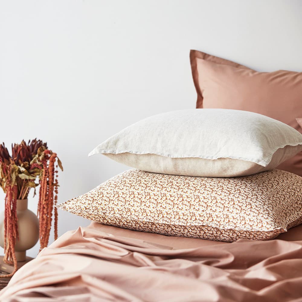 Pure Linen Printed European Pillowcase. From $NZD89.00. Available at George Street Linen