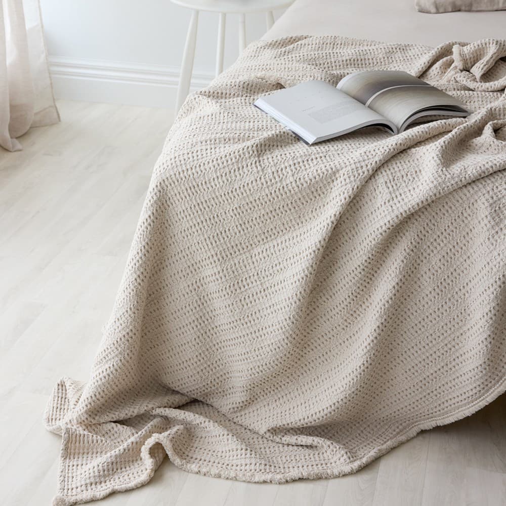 Portuguese Nasa Cotton Waffle Blanket. From $NZD299.00. Available at George Street Linen