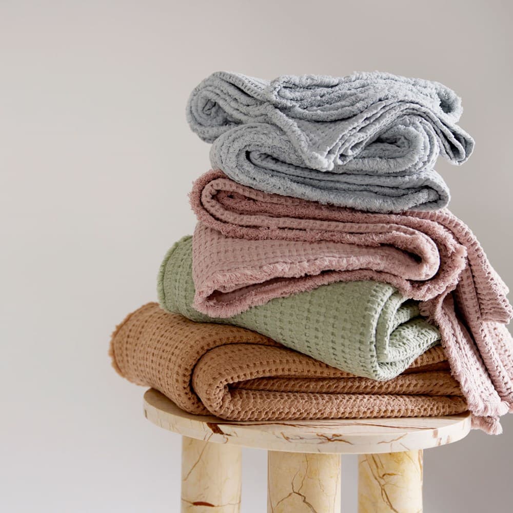 Portuguese Nasa Cotton Waffle Blanket. From $NZD299.00. Available at George Street Linen