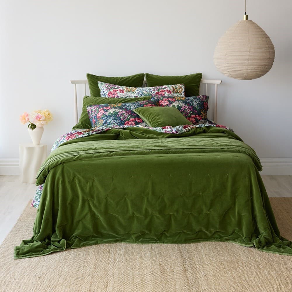 Venus Cotton Velvet Quilted Coverlet. From $NZD359.00. Available at George Street Linen